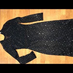 Black sequins see through dress